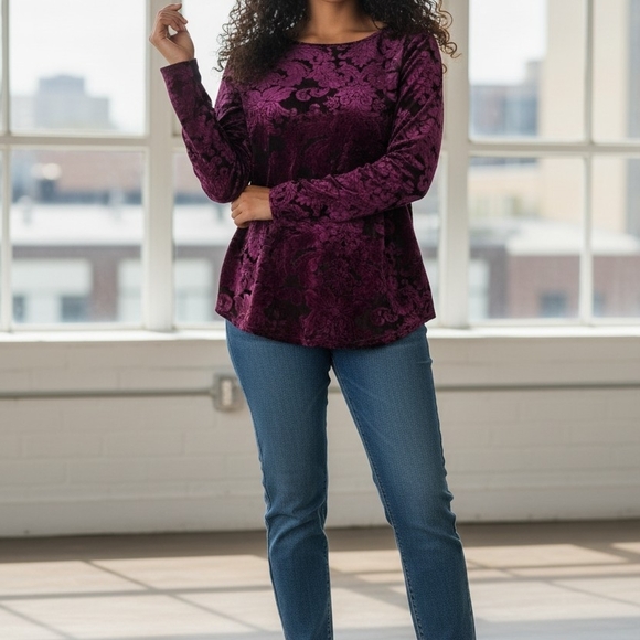 Karen Kane Tops - Karen Kane Plum Velvet Blouse